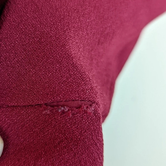 Nanette Lepore Cranberry Flounce Bell Sleeve Ruffled Crepe Knee Length Dress 8 - Picture 13 of 13